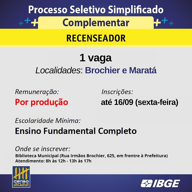 censo-ibge-2022-oferece-vagas-de-trabalho-em-brochier-e-marata